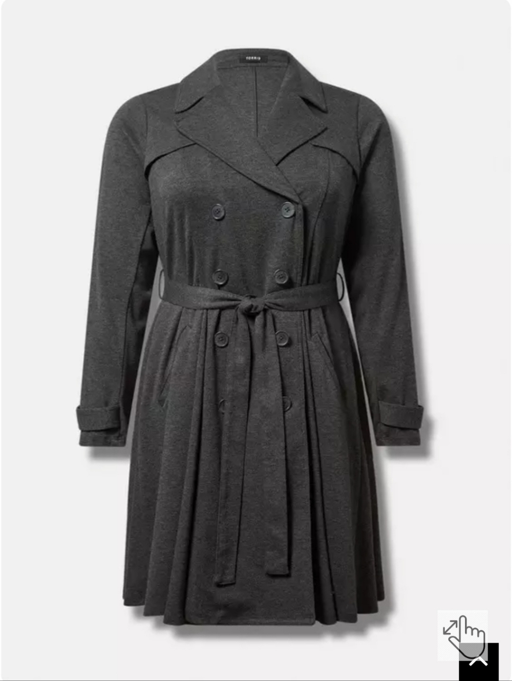 Gently Worn TORRID Grey Brushed Ponte Trench Coat Size TORRID 00